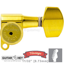 Load image into Gallery viewer, NEW Hipshot VINTAGE 6-in-Line Locking Tuners Non-Staggered Small Buttons - GOLD