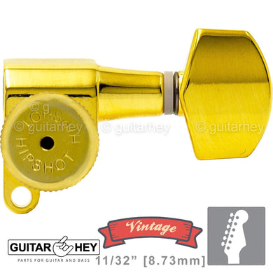 NEW Hipshot VINTAGE 6-in-Line Locking Tuners Non-Staggered Small Buttons - GOLD