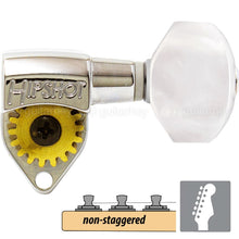 Load image into Gallery viewer, NEW Hipshot Classic 6 in Line Non-Staggered Open-Gear PEARLOID Buttons - NICKEL