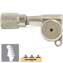 Load image into Gallery viewer, NEW Hipshot 6-in-Line LEFTY LOCKING Tuners Non-Staggered Knurled Buttons NICKEL