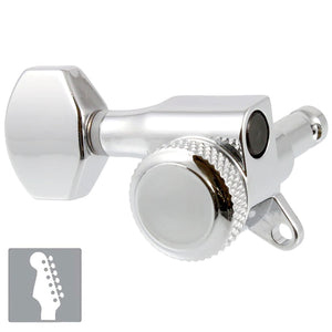 NEW 6 in Line LOCKING TUNERS for Guitar LEFT-HANDED 18:1 Ratio - CHROME
