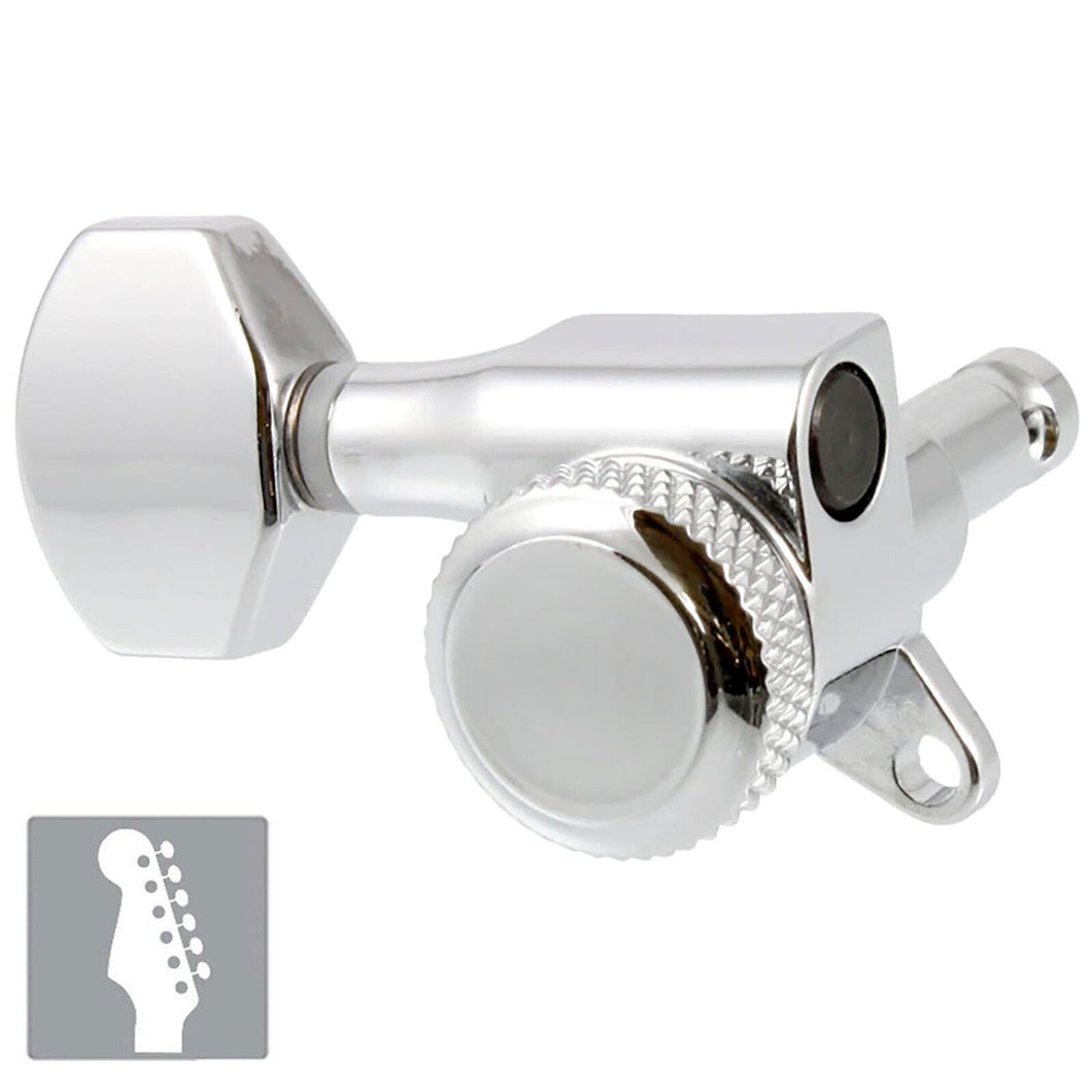 NEW 6 in Line LOCKING TUNERS for Guitar LEFT-HANDED 18:1 Ratio - CHROME