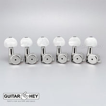 Load image into Gallery viewer, NEW Hipshot 6-in-Line LOCKING Tuners SET Non-Staggered, Half Moon Pearl - CHROME