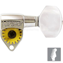 Load image into Gallery viewer, NEW Hipshot Classic 6 in Line STAGGERED Open-Gear Small Pearl Buttons - NICKEL