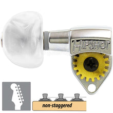 Load image into Gallery viewer, NEW Hipshot Classic 6 in Line LEFTY Non-Staggered PEARL Buttons, 18:1 - NICKEL