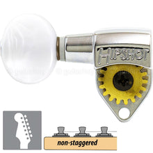 Load image into Gallery viewer, NEW Hipshot Classic 6 in Line LEFTY Non-Staggered OVAL PEARL Buttons 18:1 NICKEL