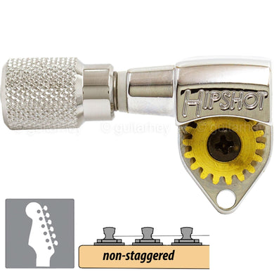 NEW Hipshot Classic 6 in Line LEFTY Non-Staggered KNURLED Buttons 18:1 - NICKEL