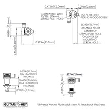 Load image into Gallery viewer, NEW Hipshot Classic Open-Gear Tuners 18:1 Gear Ratio w/ HS Buttons 3x3 - NICKEL