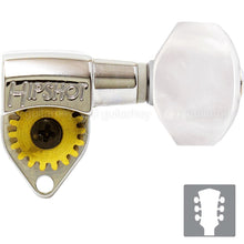 Load image into Gallery viewer, NEW Hipshot Classic Open-Gear Tuners 18:1 Gear Ratio PEARL Buttons 3x3 - NICKEL