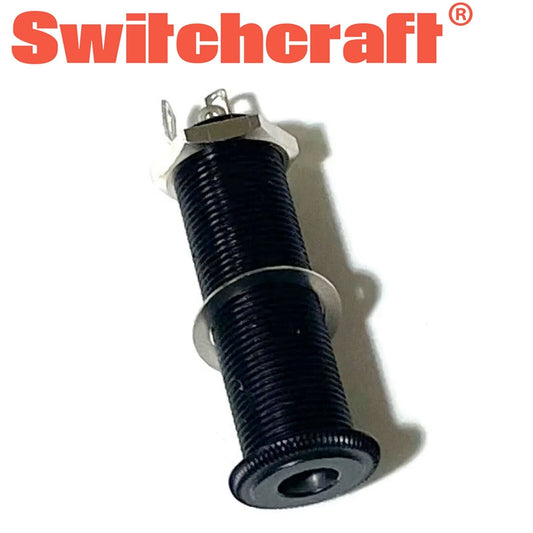 NEW (1) Switchcraft Black Stereo Threaded Barrel Jack for Guitar/Bass - BLACK