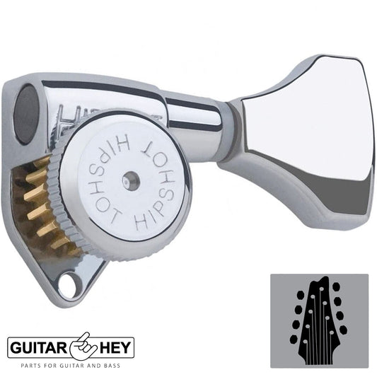 NEW Hipshot 8-String Grip-Lock LOCKING TUNERS Small Buttons 4x4 Set - CHROME