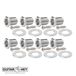 NEW Hipshot 8-String Grip-Lock LOCKING TUNERS Oval Pearl Buttons 4x4 Set, CHROME