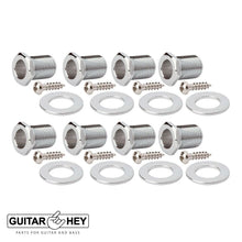 Load image into Gallery viewer, NEW Hipshot 8-String Grip-Lock LOCKING TUNERS Oval Pearl Buttons 4x4 Set, CHROME