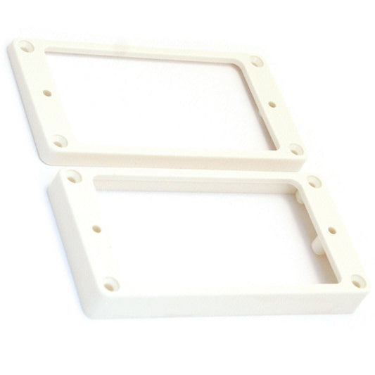 NEW Humbucker Pickup Ring Set Plastic Neck & Bridge FLAT & Tapered/Slanted WHITE