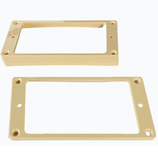 NEW Humbucker Pickup Ring Set Plastic Neck & Bridge FLAT & Tapered/Slanted CREAM