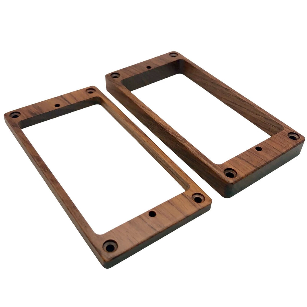 NEW Wood Flat Bottom Non-Slanted Guitar Humbucker Pickup Ring Set - BUBINGA
