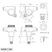 Load image into Gallery viewer, NEW Gotoh SGS510Z-P8 MGT L3+R3 Set Mini LOCKING Tuners AMBER 3x3 - COSMO BLACK