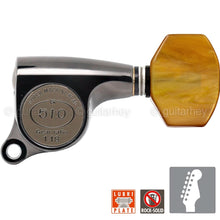 Load image into Gallery viewer, NEW Gotoh SGS510Z-P8 6 in Line Set Mini Tuners AMBER Buttons 18:1 - COSMO BLACK