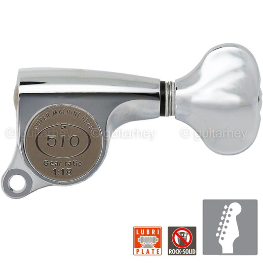 NEW Gotoh SGS510Z-S5 6 in Line Set Mini Tuners Small Buttons 18:1 - CHROME