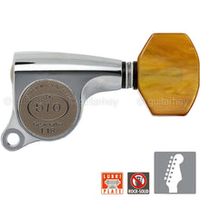 Load image into Gallery viewer, NEW Gotoh SGS510Z-P8 6 in Line Set Mini Tuners Small AMBER Buttons 18:1, CHROME