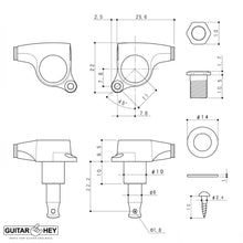 Load image into Gallery viewer, NEW Gotoh SGS510Z-P7 6 in Line Set Mini Tuners Small PEARL Buttons 18:1 - CHROME