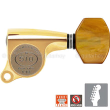 Carregar imagem no visualizador da galeria, NEW Gotoh SGS510Z-P8 6 in Line Set Mini Tuners Small AMBER Buttons 18:1 - GOLD