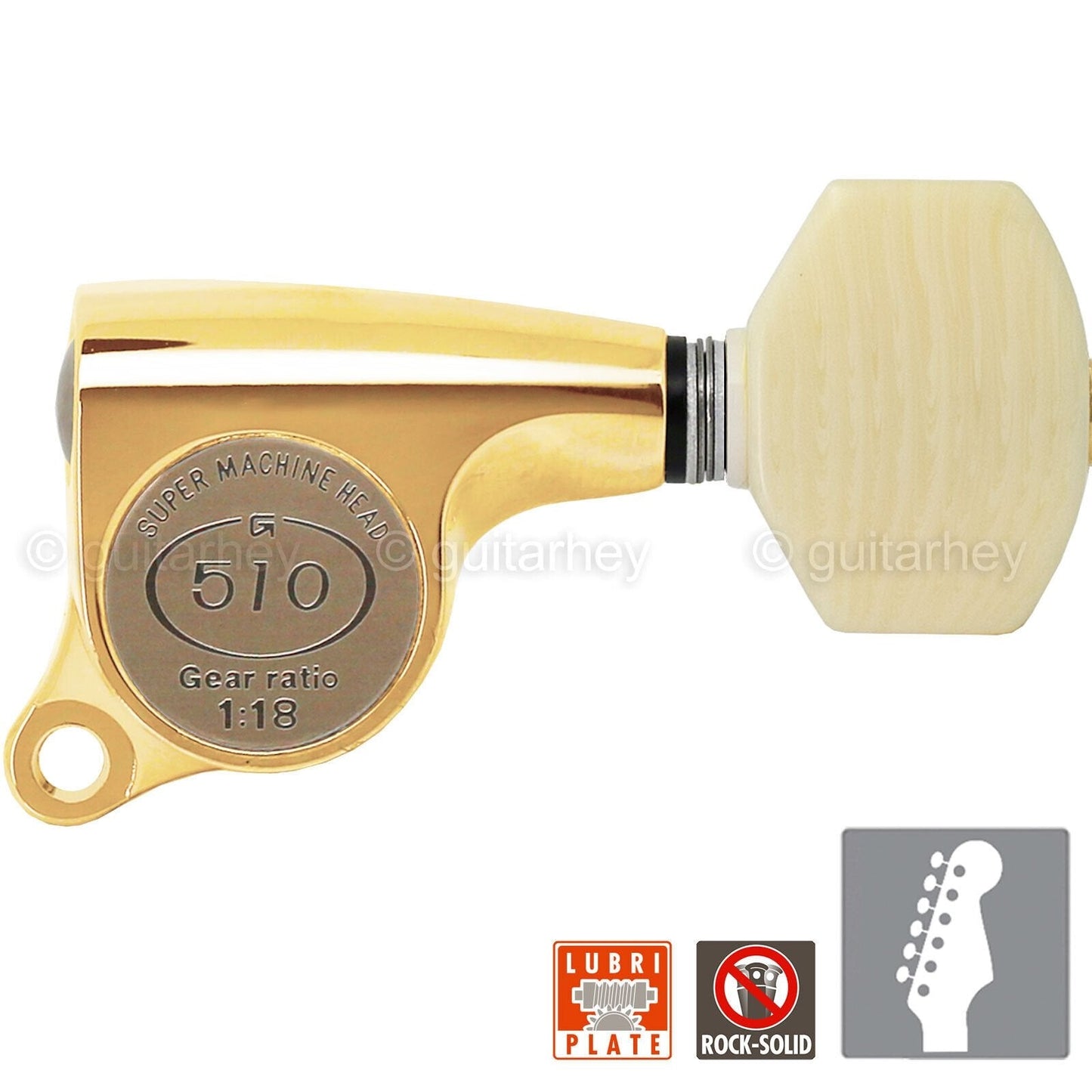 NEW Gotoh SGS510Z-M07 6 in Line Set Mini Tuners Small IVORY Buttons 18:1 - GOLD