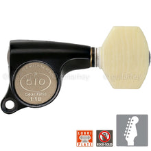 Carregar imagem no visualizador da galeria, NEW Gotoh SGS510Z-M07 6 in Line Set Mini Tuners Small IVORY Buttons 18:1 - BLACK