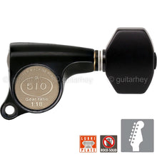 Carregar imagem no visualizador da galeria, NEW Gotoh SGS510Z-B07 6 in Line Set Mini Tuners PLASTIC Buttons 18:1 - BLACK