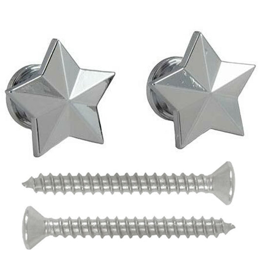 NEW Grover Artist Strap Buttons STAR Custom Designed - Pair - CHROME
