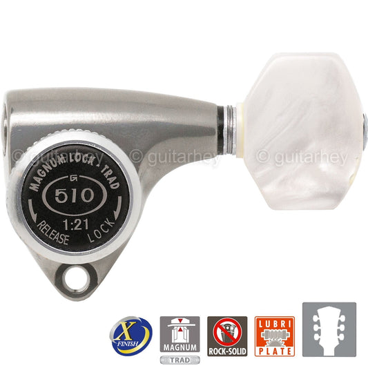 NEW Gotoh SGV510Z-P7 MGT L3+R3 LOCKING Tuners Set 3x3 - ANTIQUE X-FINISH NICKEL
