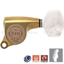 Load image into Gallery viewer, NEW Gotoh SGS510Z-P7 6 in Line Set Mini Tuners Small PEARL Buttons 18:1 - X-GOLD