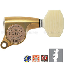 Load image into Gallery viewer, NEW Gotoh SGS510Z-M07 6 in Line Set Mini Tuners Small IVORY Buttons 18:1, X-GOLD