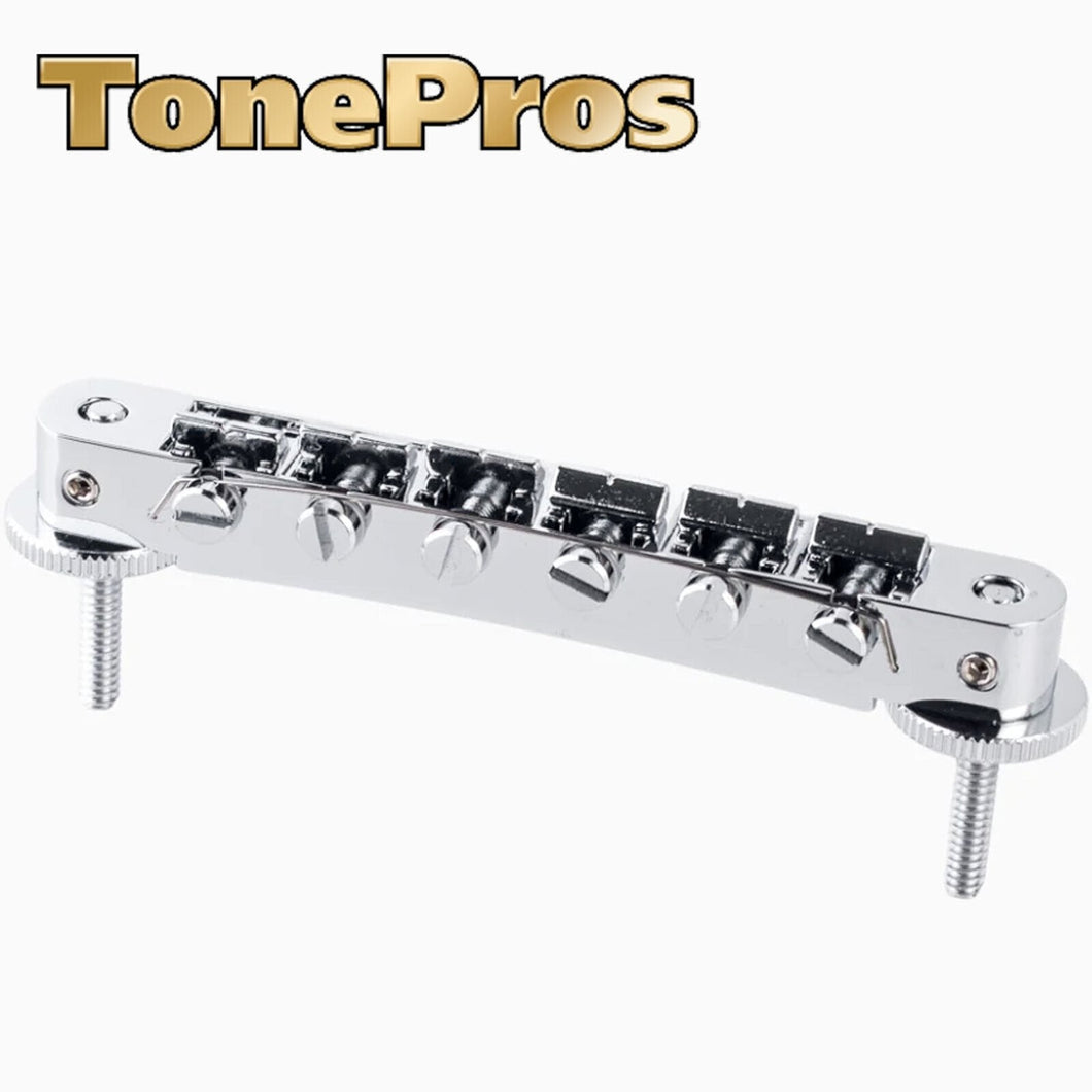NEW TonePros AVR2P ABR-1 Style Tunematic Bridge Pre-Notched Saddles - CHROME