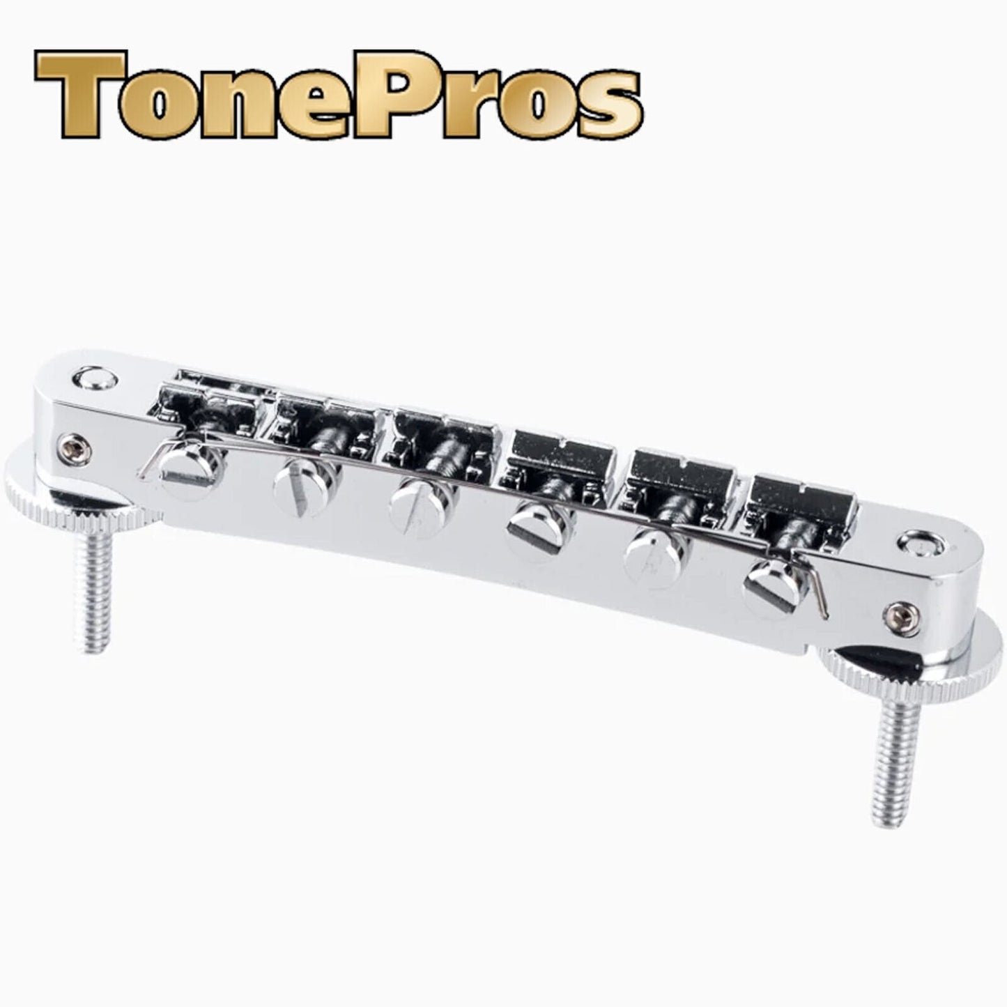 NEW TonePros AVR2P ABR-1 Style Tunematic Bridge Pre-Notched Saddles - CHROME