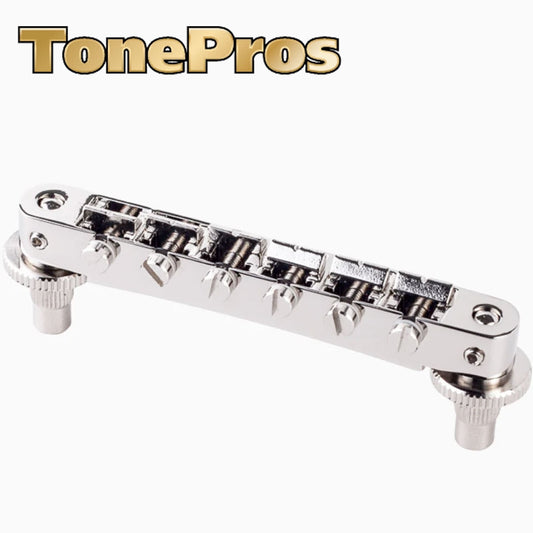 Tonepros NVR2P Nashville Style Tunematic Bridge with Pre-Notched Saddles, NICKEL