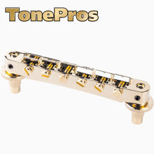 Load image into Gallery viewer, Tonepros NVR2P Nashville Style Tunematic Bridge with Pre-Notched Saddles, GOLD