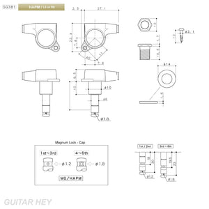 Gotoh SG381-05 HAPM MG MAGNUM LOCK 6 in Line post-height adjustable HAP - GOLD