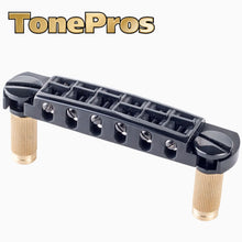 Load image into Gallery viewer, NEW Tonepros AVT2M Wraparound Bridge with METRIC Locking Studs - BLACK