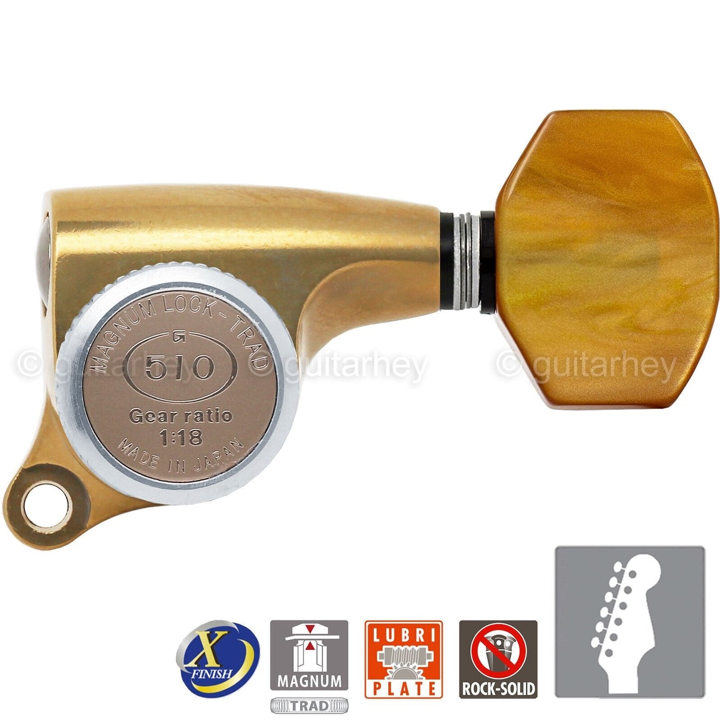 NEW Gotoh SGS510Z-P8 MGT 6 in line Locking Tuners Set 18:1 Gear Ratio - X-GOLD