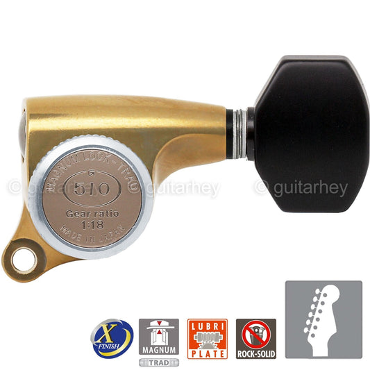 NEW Gotoh SGS510Z-B07 MGT 6 in line Locking Tuners Set 18:1 Gear Ratio - X-GOLD