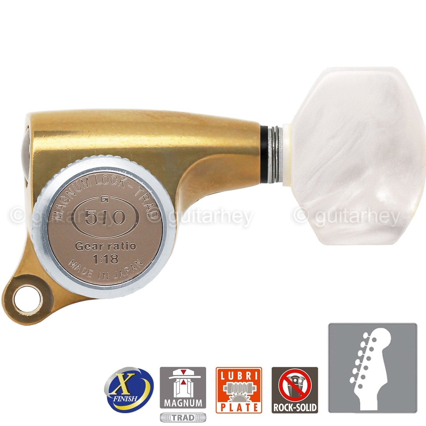 NEW Gotoh SGS510Z-P7 MGT 6 in line Locking Tuners Set 18:1 Gear Ratio - X-GOLD