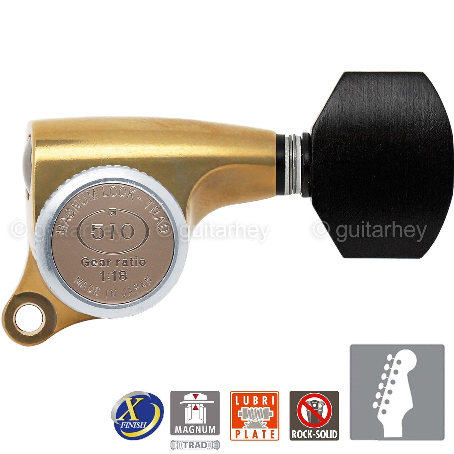 NEW Gotoh SGS510Z-EN07 MGT 6 in line Locking Tuners Set 18:1 Gear Ratio - X-GOLD