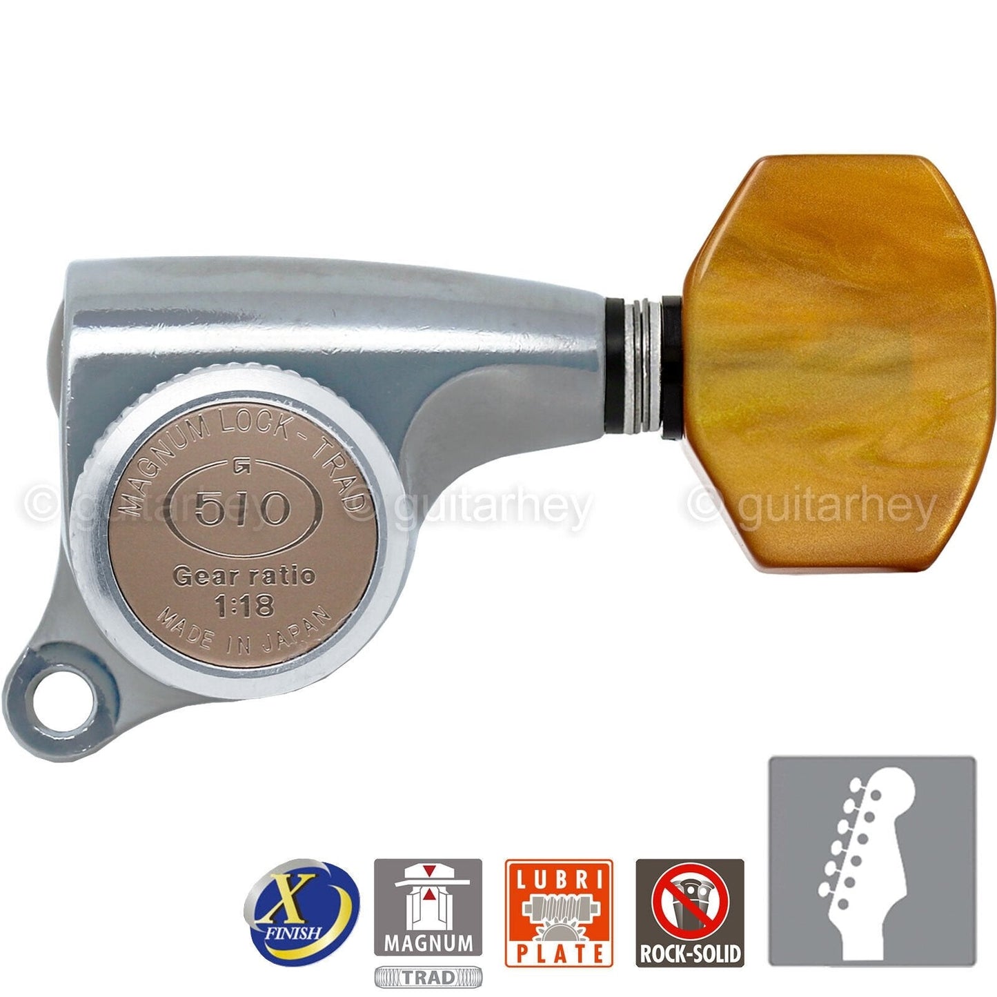 NEW Gotoh SGS510Z-P8 MGT 6 in line Locking Tuners Set 18:1 Gear Ratio - X-CHROME