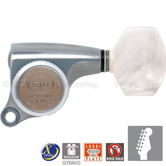 NEW Gotoh SGS510Z-P7 MGT 6 in line Locking Tuners Set 18:1 Gear Ratio X-CHROME