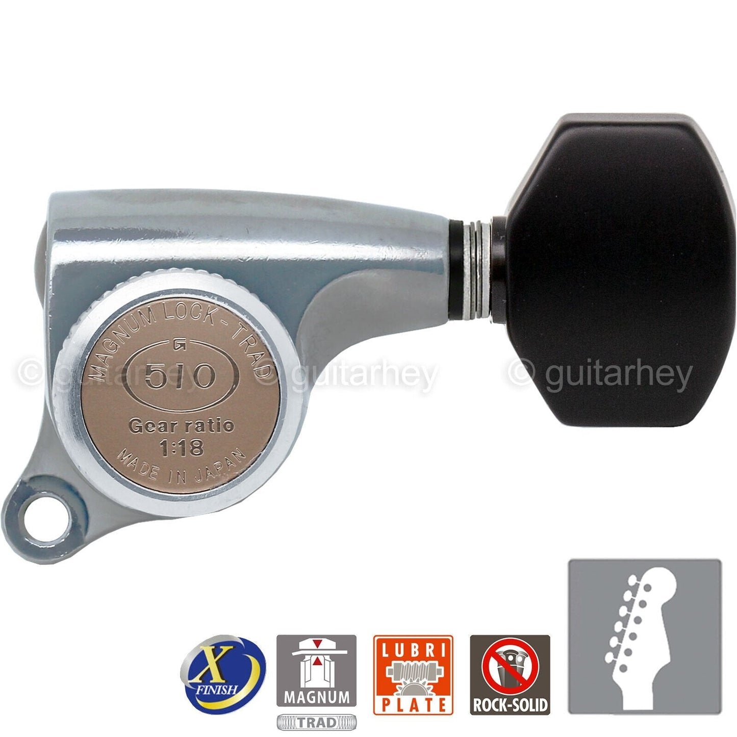 NEW Gotoh SGS510Z-B07 MGT 6 in line Locking Tuners Set 18:1 Gear Ratio X-CHROME