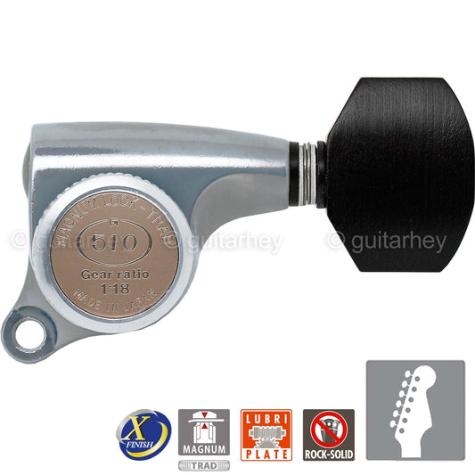 NEW Gotoh SGS510Z-EN07 MGT 6 in line Locking Tuners Set 18:1 Gear Ratio X-CHROME