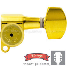 Load image into Gallery viewer, NEW Hipshot Vintage L3+R3 LOCKING Mini Tuners SET Small Buttons 3x3 - GOLD