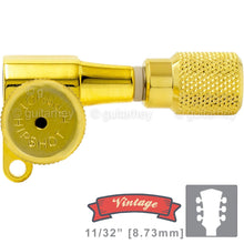 Load image into Gallery viewer, NEW Hipshot Vintage L3+R3 LOCKING Mini Tuners SET w/ KNURLED Buttons 3x3 - GOLD