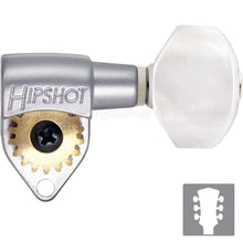 Load image into Gallery viewer, NEW Hipshot Classic Open-Gear Hex Pearloid Buttons 18:1 Ratio 3x3 - SATIN CHROME